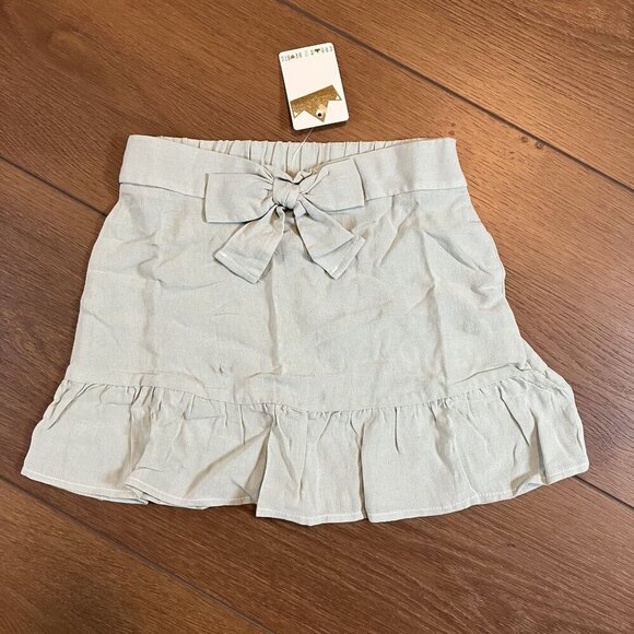 Crown of Hearts NWT Girls Light Blue Ruffle Bow Rayon/Linen Blend Skirt Size S - Picture 5 of 5